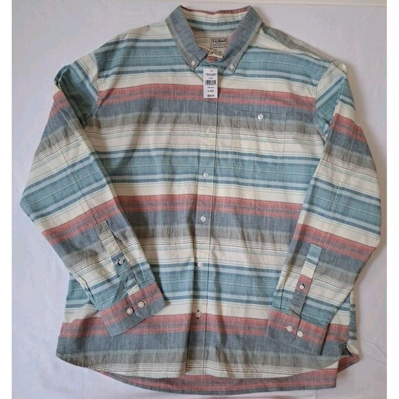 L.L. Bean Traditional Fit Mens Button Up Shirt Deep Azure Size XL Reg NWT - Picture 2 of 6